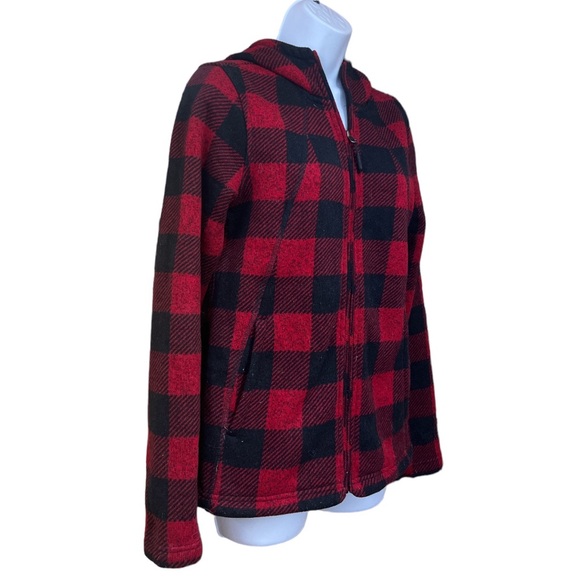 Sz Small The North Face Jacket Red Black Check - Picture 3 of 6